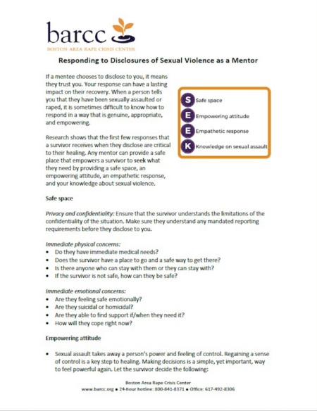 Responding to Disclosures of Sexual Violence as a Mentor