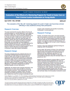 image of paper of evaluation of the efforts of a mentoring program for youth in foster care on their criminal justice involvement as young adults