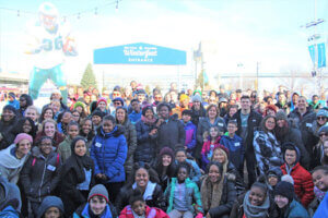 large group of mentees and mentors at winterfest