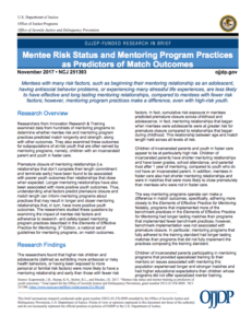 Document of Mentee Risk Status and Mentoring Program Practices as Predictors of Match Outcomes